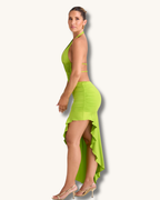 Soléa Cutout Maxi Dress – Lime Glow