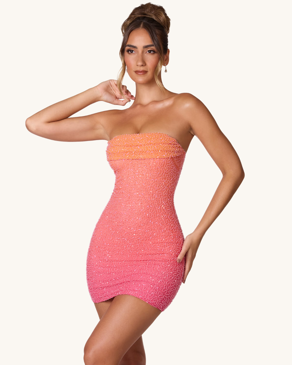 Rosalia Dress – Blush Strapless Mini