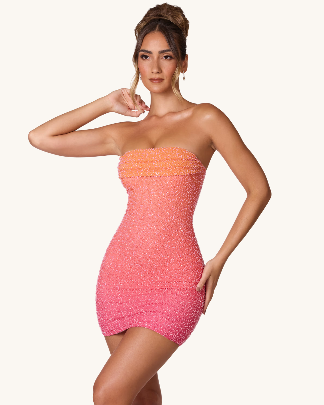 Rosalia Dress – Blush Strapless Mini