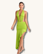 Soléa Cutout Maxi Dress – Lime Glow
